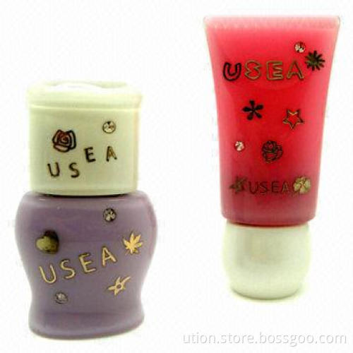 Nail Polish-shaped USB Flash Drive with 1 to 32GB Memory Capacity, Free Printing and Packaging
